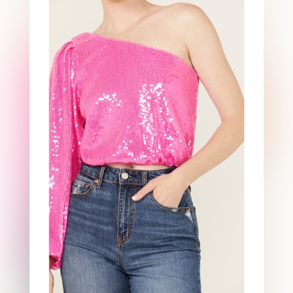 SALE! SHOW ME YOUR MUMU WOMEN'S SEQUINS LONG SLEEVE PARTY TOP - NWT - Picture 4 of 15